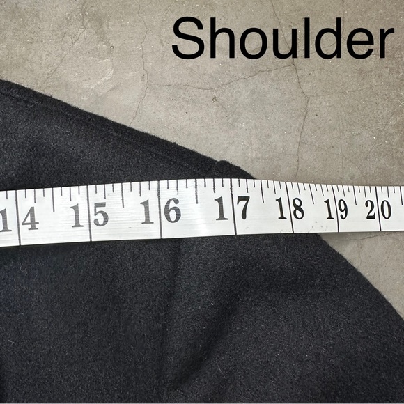 Ann Taylor Petite Black Double Breasted Ruffled Funnel Neck Coat/Blazer SzMP - Picture 9 of 10